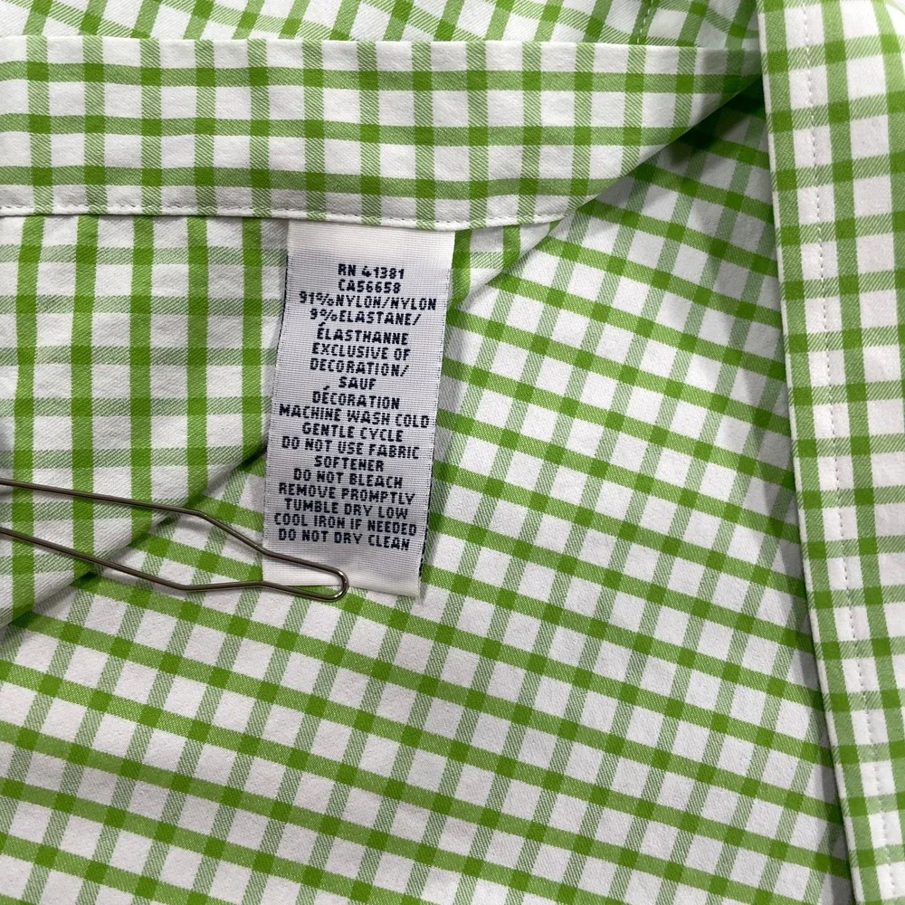 Polo Ralph Lauren Mens Button Front Shirt XL Green Gingham Performance Stretch